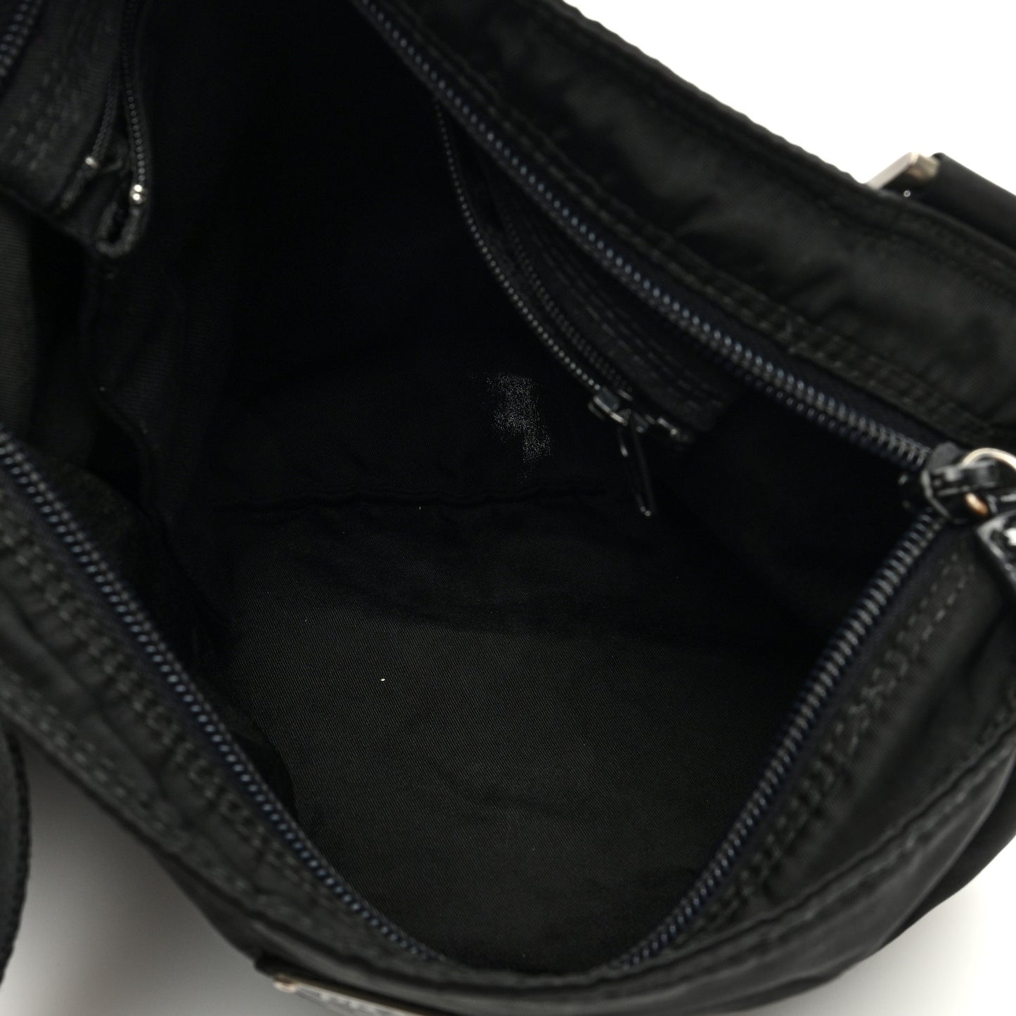 Tessuto Nylon Saffiano Flat Messenger Bag Black