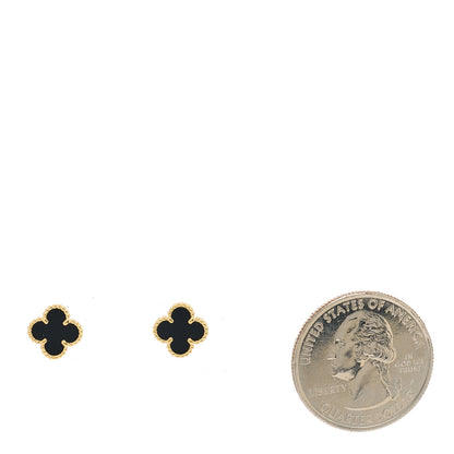 Van Cleef & Arpels 18K Yellow Gold Black Onyx Sweet Alhambra Earrings 2 of 4