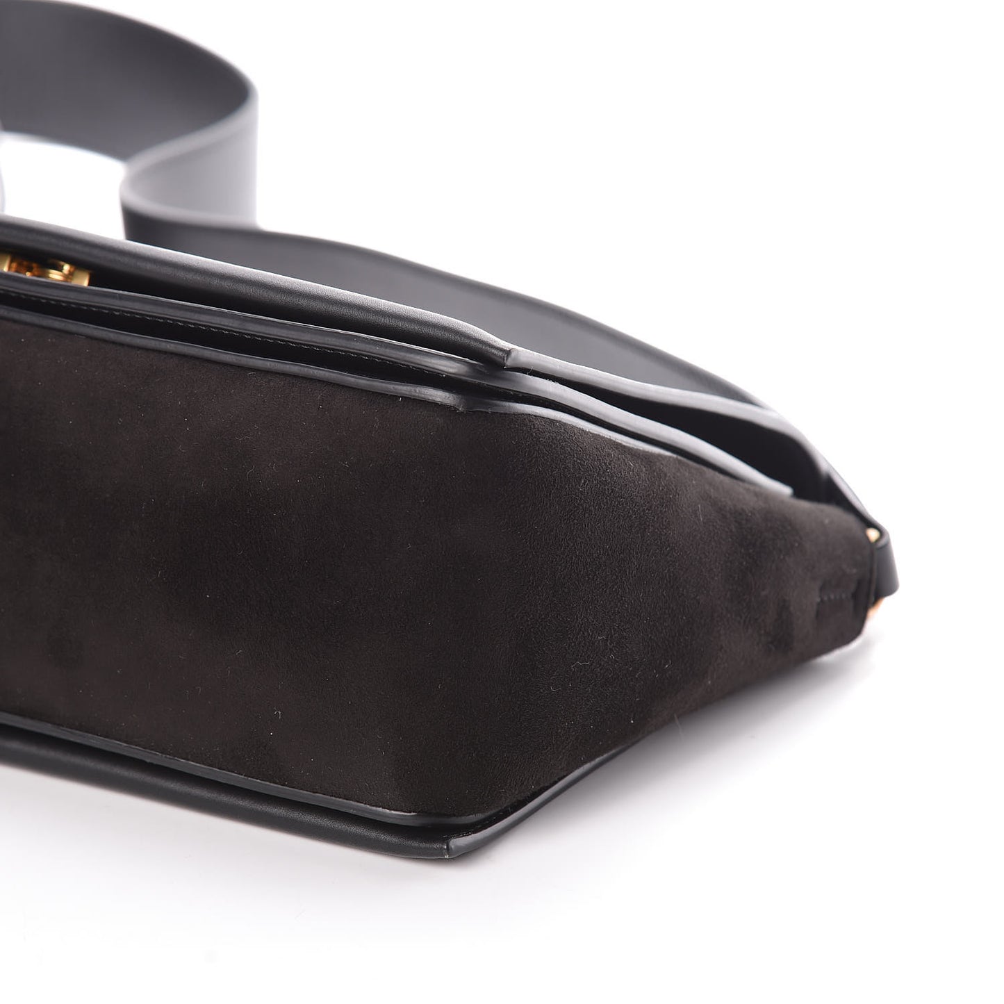 Suede Calfskin Medium Frame Shoulder Bag Black