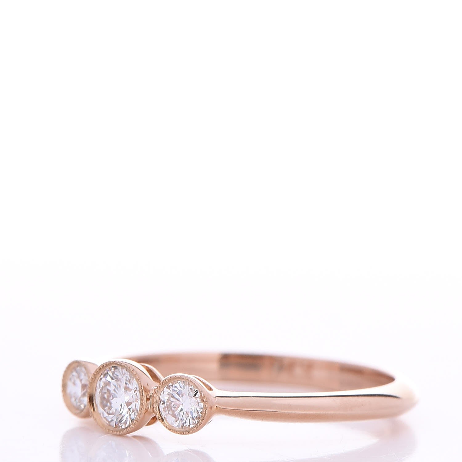 Tiffany 18K Rose Gold Diamond Three Stone Milgrain Ring 52 6 3 of 6