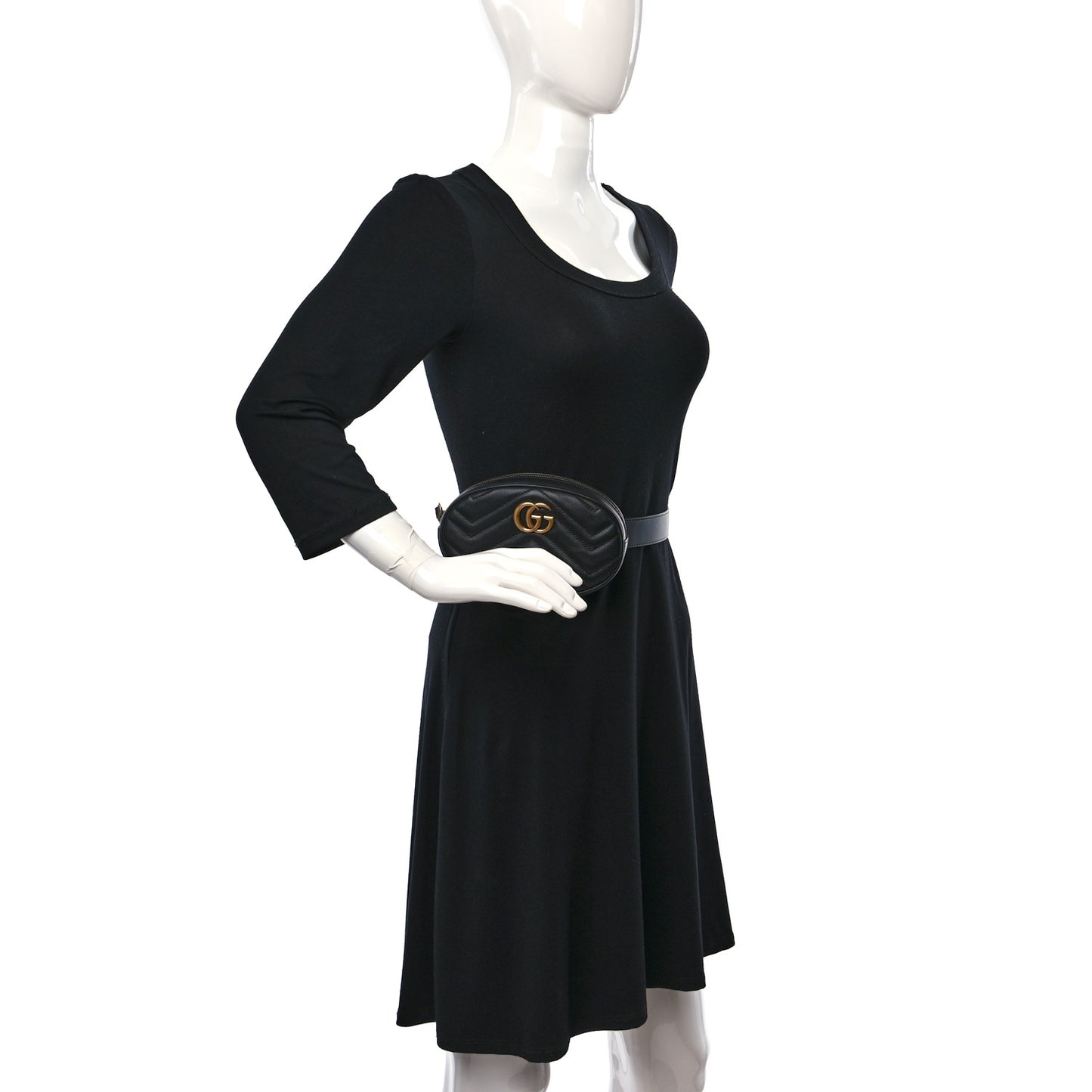 Calfskin Matelasse GG Marmont Belt Bag 95 38 Black