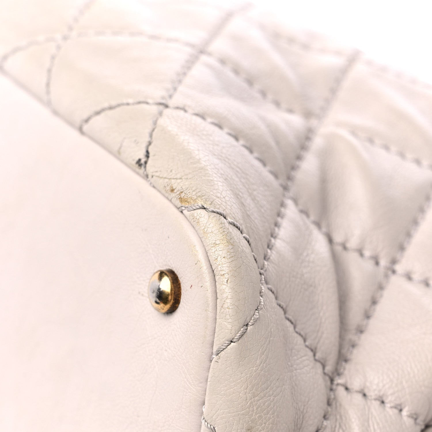 Chanel Calfskin Stitched Bowling Bag Light Grey 11 of 22