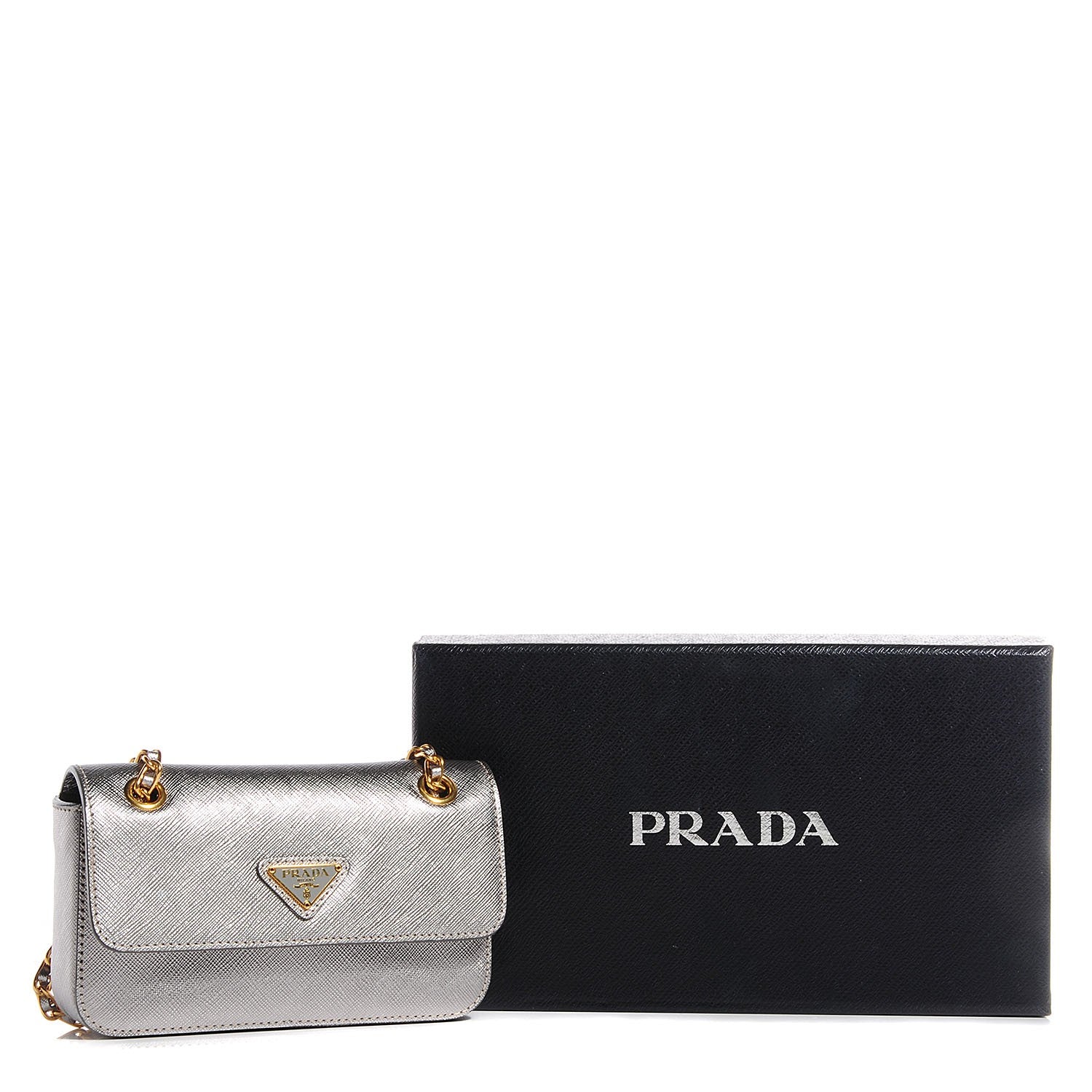 Prada Saffiano Shoulder Flap Silver 11 of 11