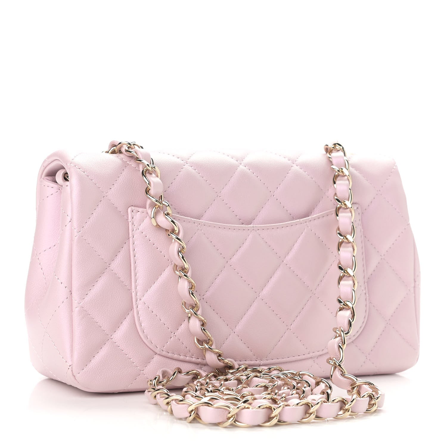Chanel Iridescent Calfskin Quilted Mini Rectangular Flap Light Pink 2 of 11