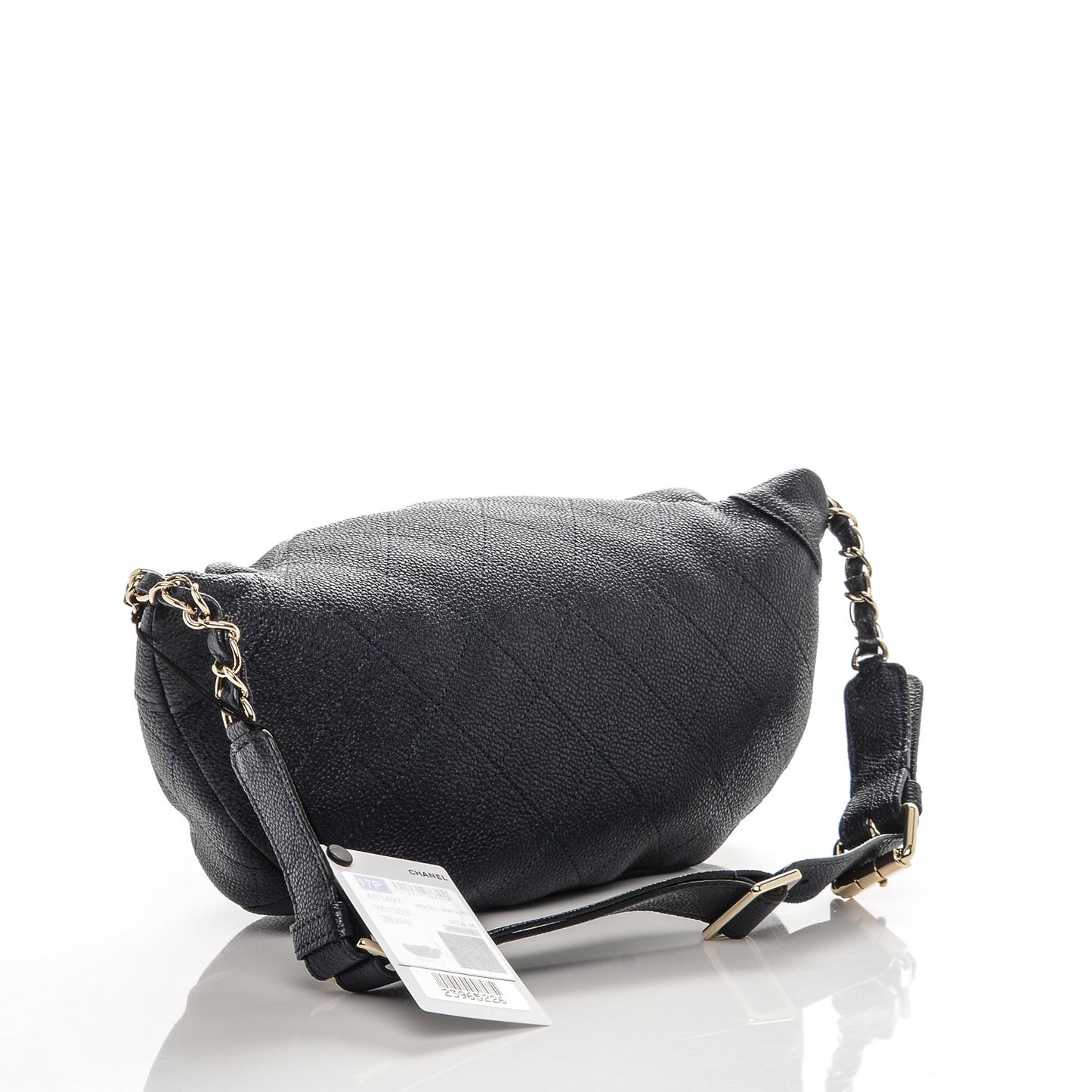 Caviar Quilted Zip and Carry Waist Bag Fanny Pack Navy Blue