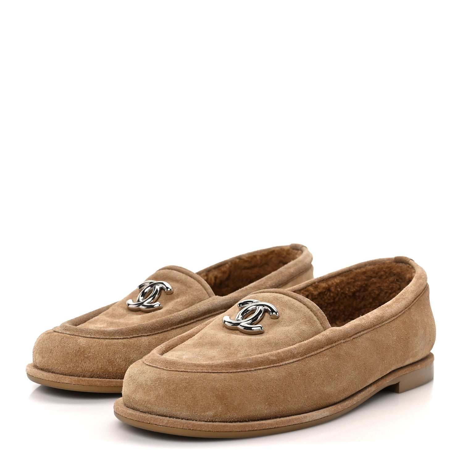 Chanel Suede Calfskin CC Loafers 36 Dark Beige 4 of 11