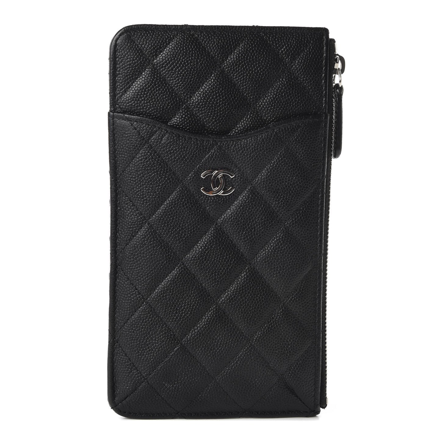 Caviar Quilted Classic Flat Wallet Pouch Black