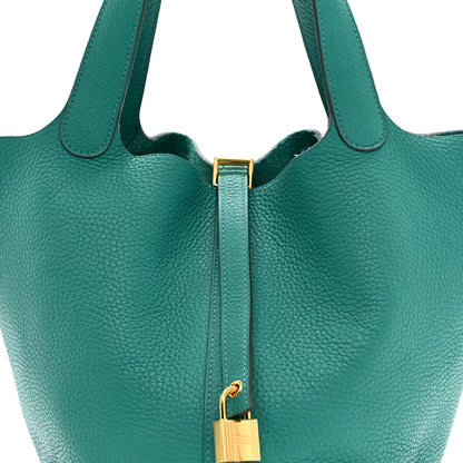 Hermes Taurillon Clemence Picotin Lock 18 PM Vert Verone 8 of 11