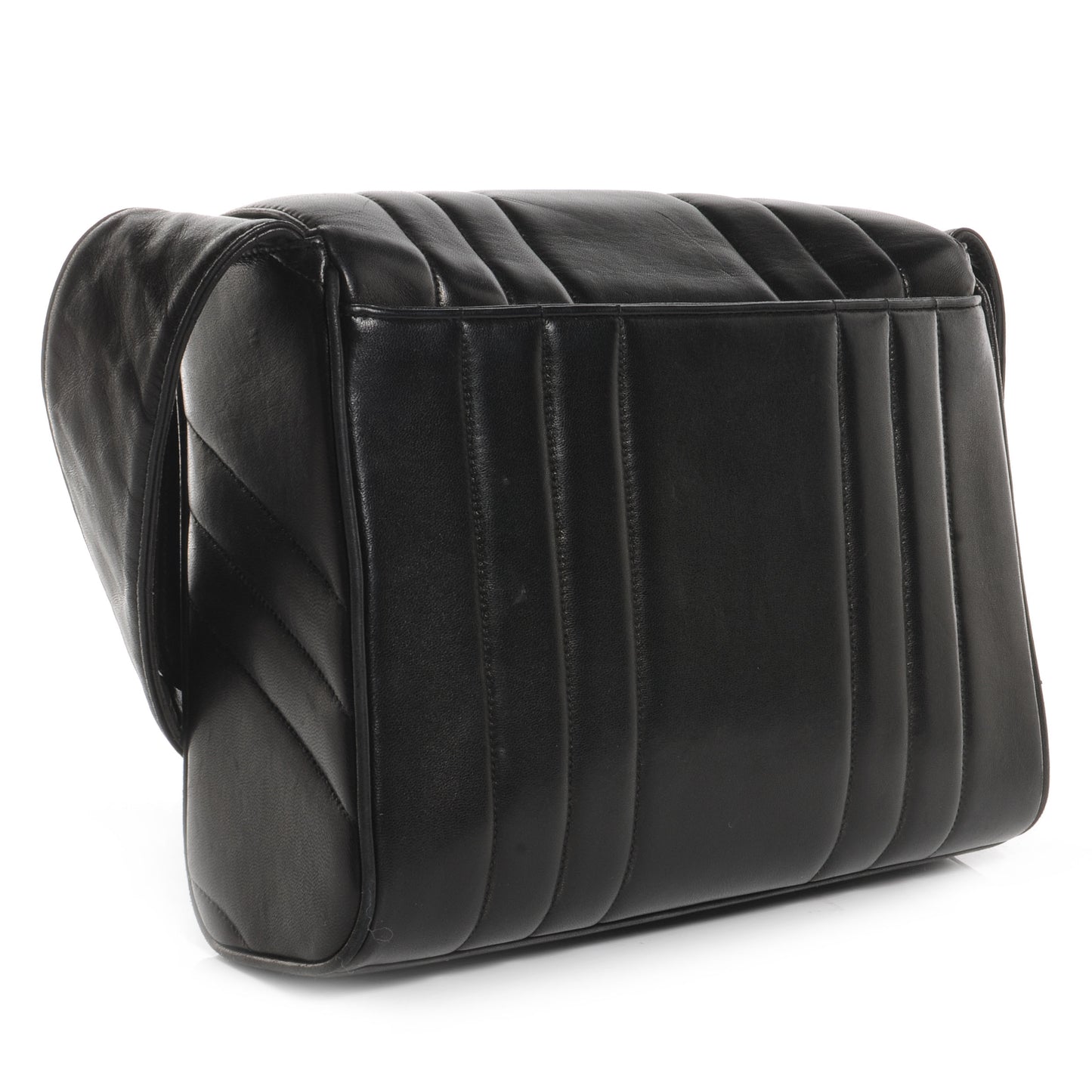 Lambskin Vertical Quilted CC Flap Shoulder Bag Black