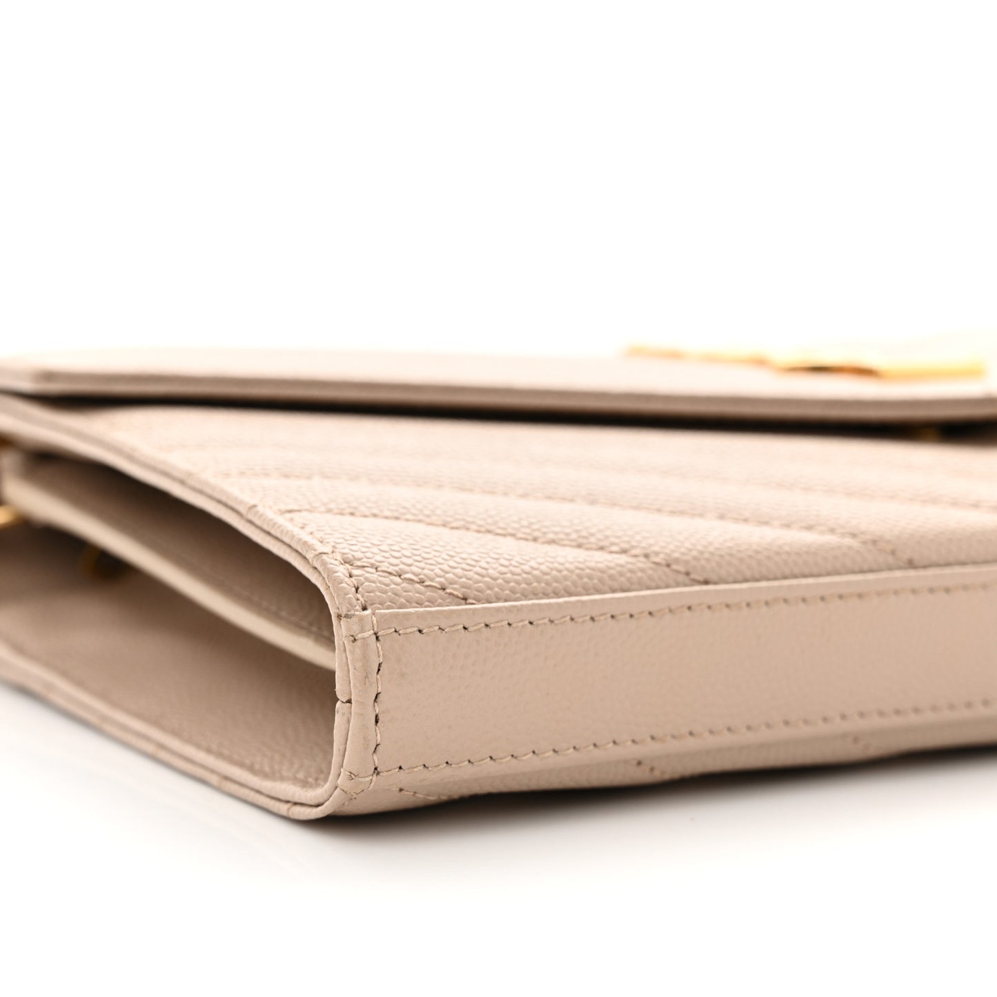 Grain De Poudre Matelasse Chevron Monogram Chain Wallet Dark Beige
