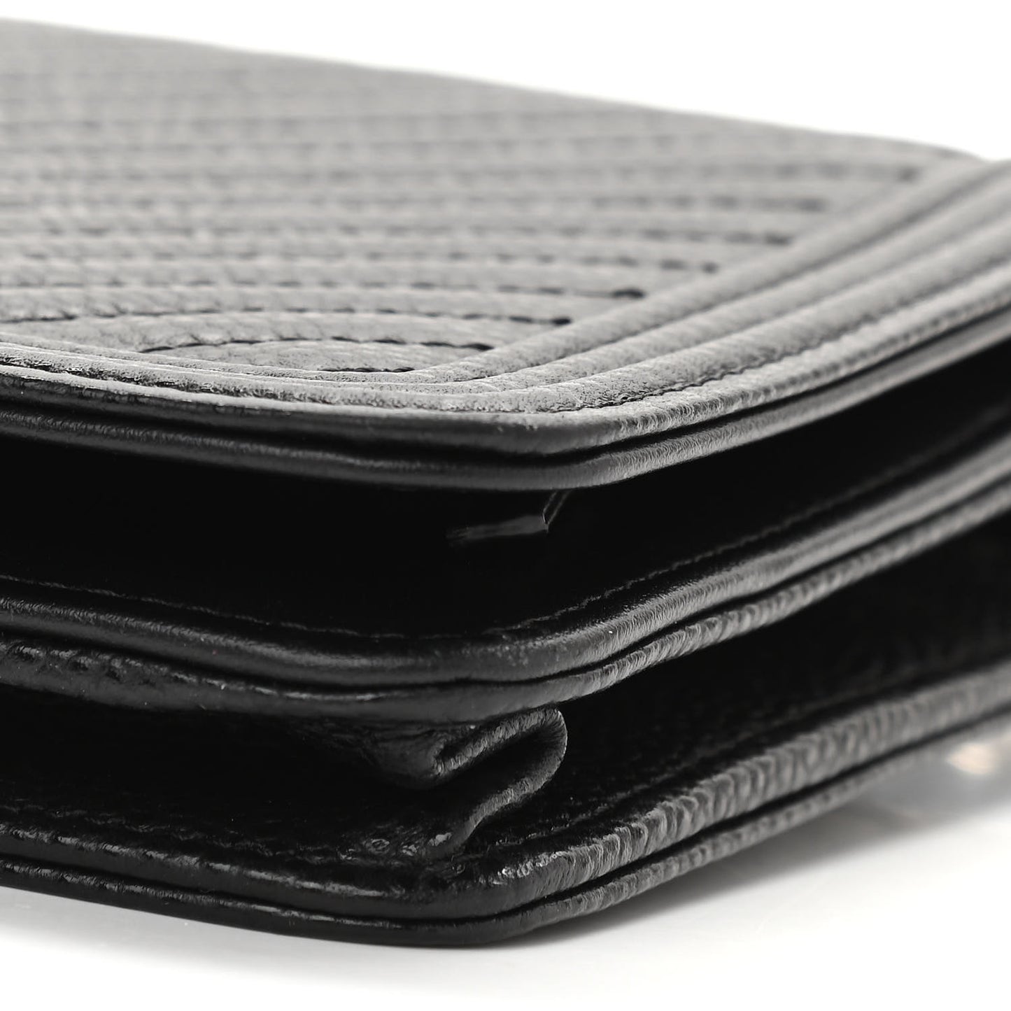 Caviar Chevron Quilted Boy Wallet On Chain WOC Black