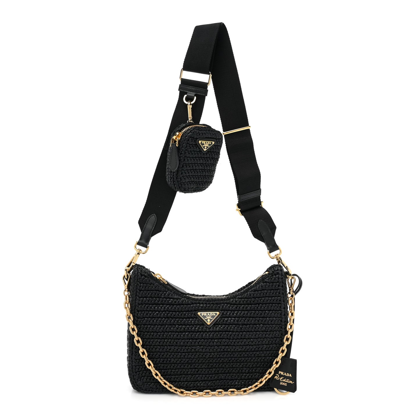 Yarn Raffia Effect Crochet Re-Edition 2005 Shoulder Bag Black