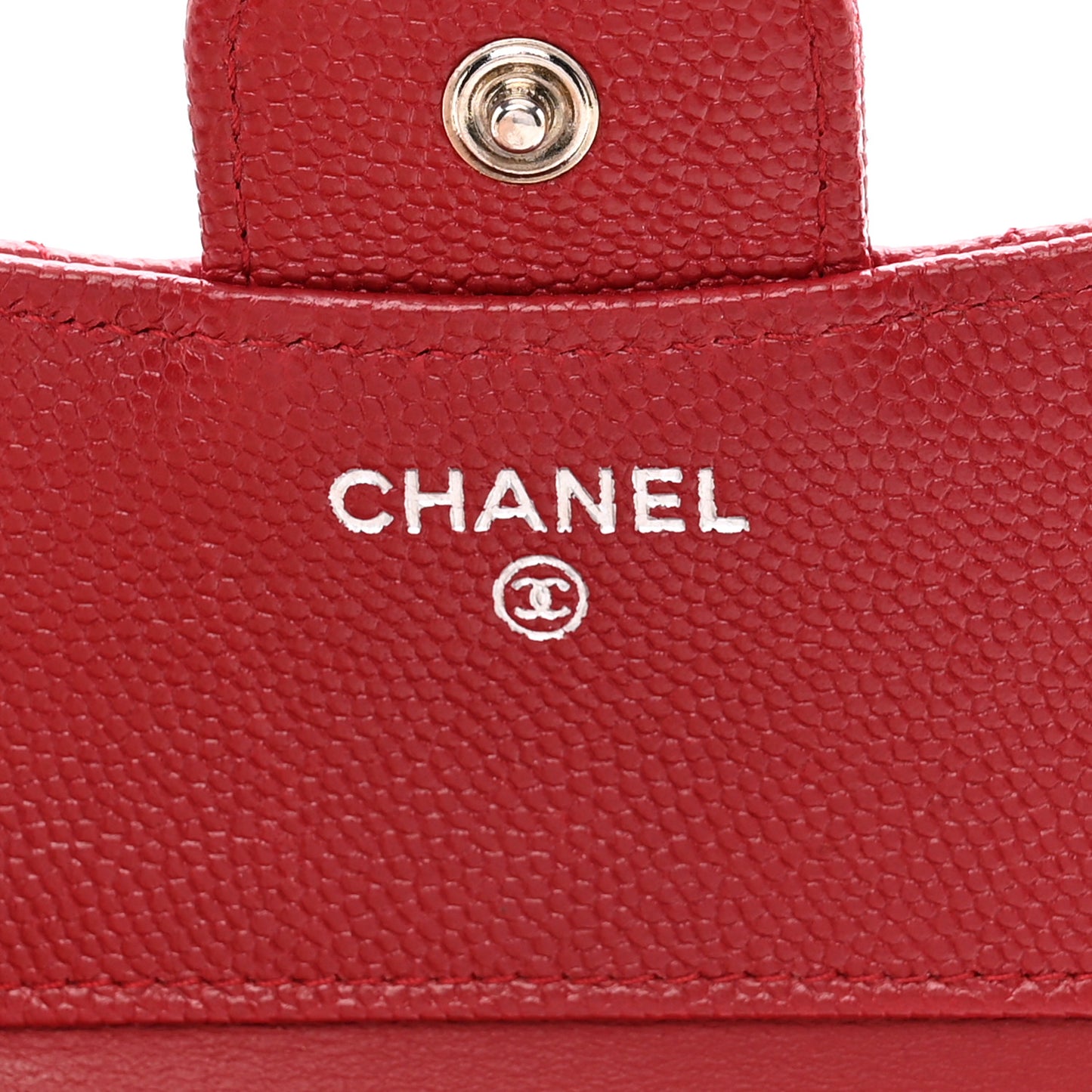 Caviar Quilted Compact Flap Wallet Dark Red