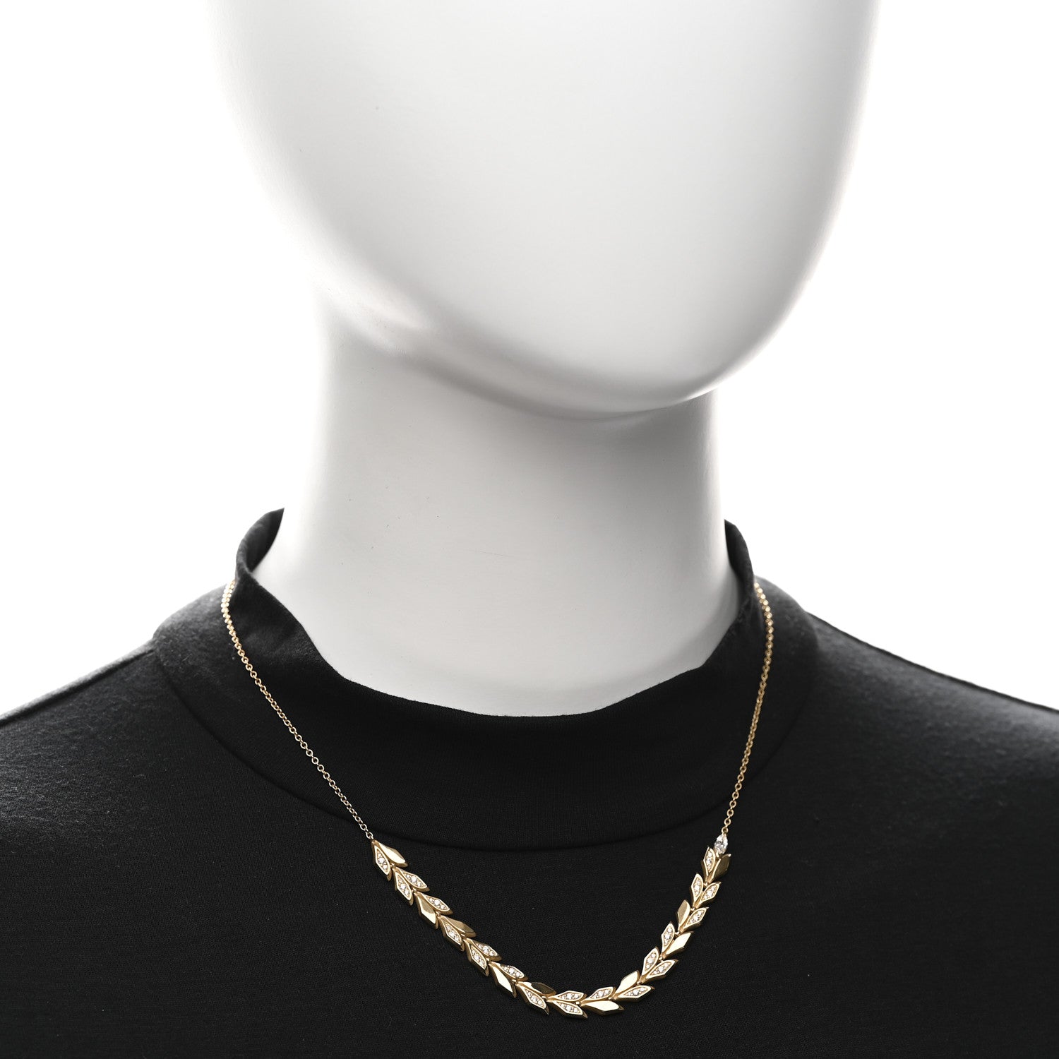 Tiffany 18K Yellow Gold Diamond Victoria Vine East West Necklace 2 of 4