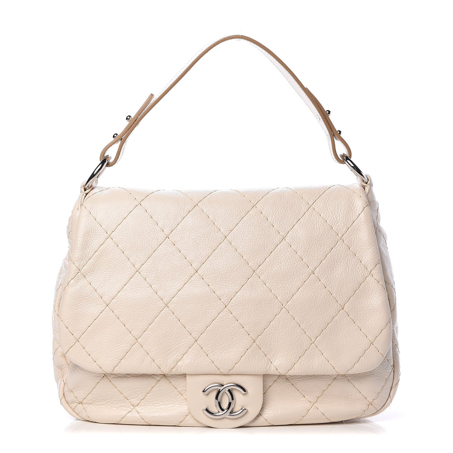 Glazed Calfskin XL On The Road Flap Ivory