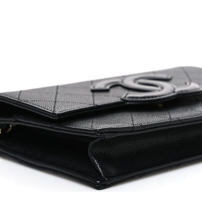 Chanel Shiny Caviar Lambskin Quilted CC Neo Filigree Wallet on Chain WOC Black 10 of 12