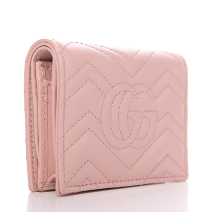 Gucci Calfskin Matelasse GG Marmont Card Case Wallet Perfect Pink 2 of 6