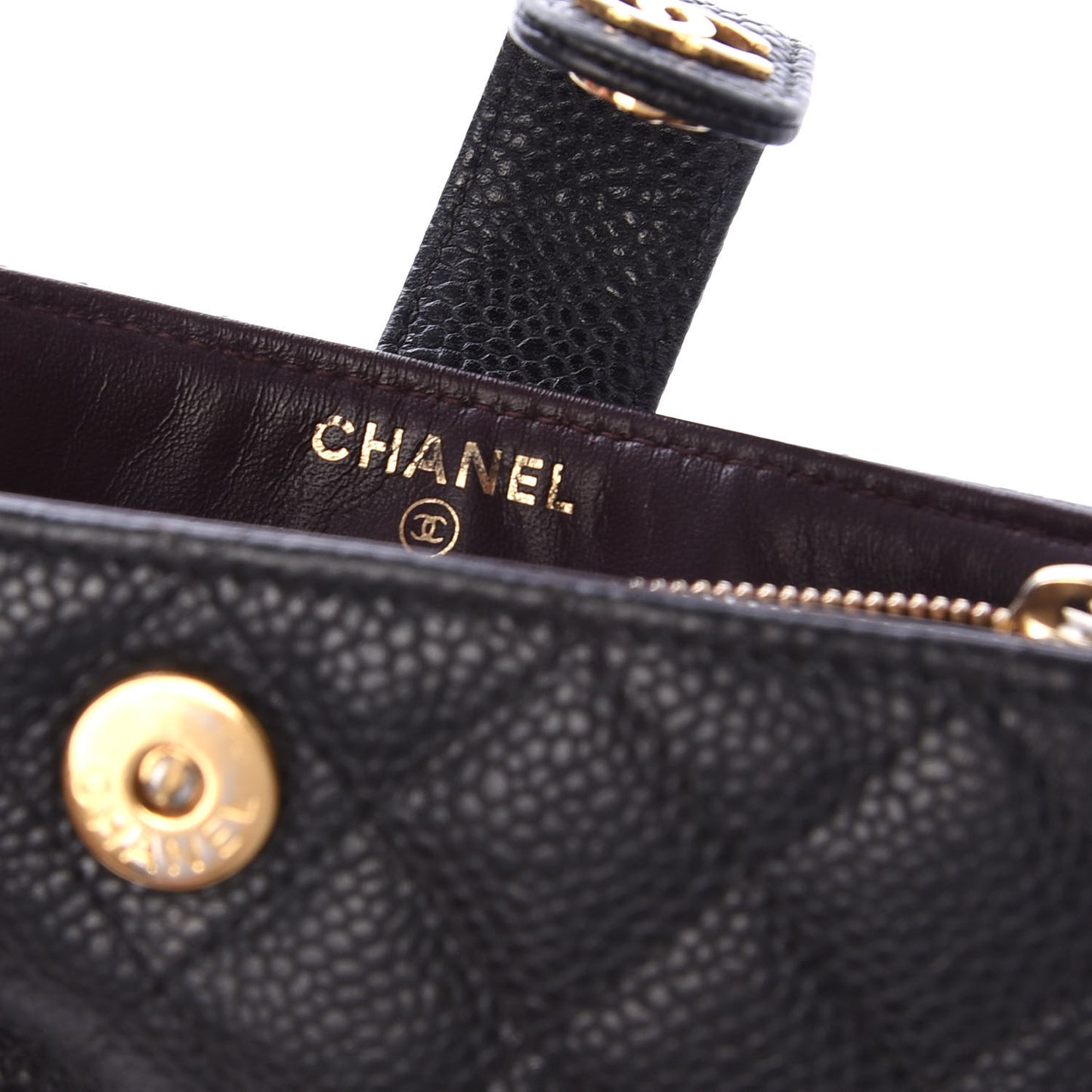 Caviar Quilted Mini Phone Holder Clutch Black