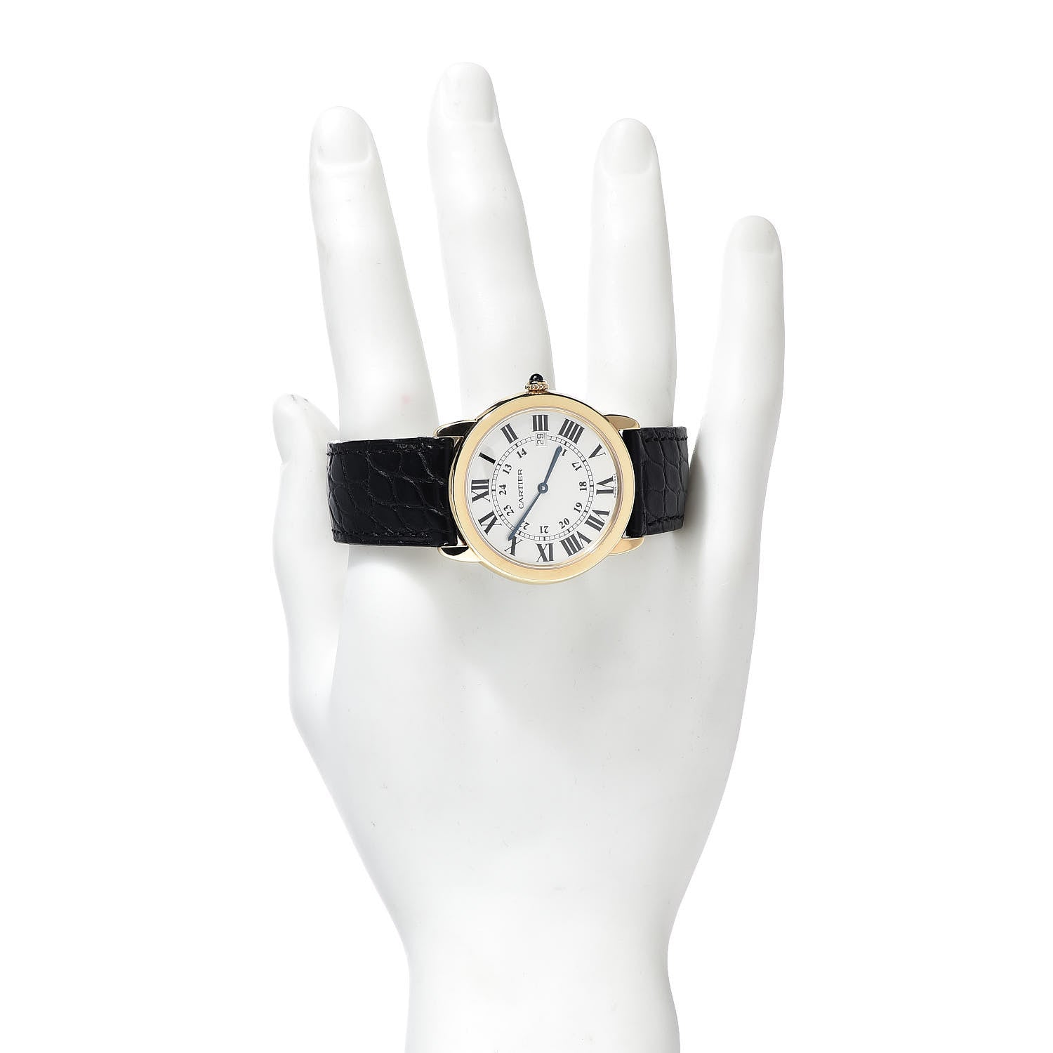 Cartier Stainless Steel 18K Yellow Gold Alligator 36mm Ronde Solo Quartz Watch 2 of 8