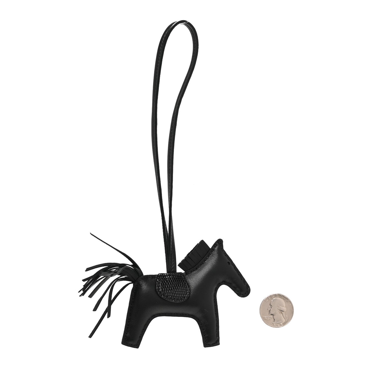 Milo Lambskin Lizard Touch Grigri Rodeo Horse Bag Charm PM So Black