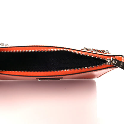 Prada Saffiano Vernice Chain Crossbody Bag Papaya 5 of 9