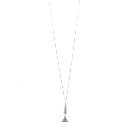 Saint Laurent Brass Triangle Pendant Long Necklace Oxidized Silver 1 of 6