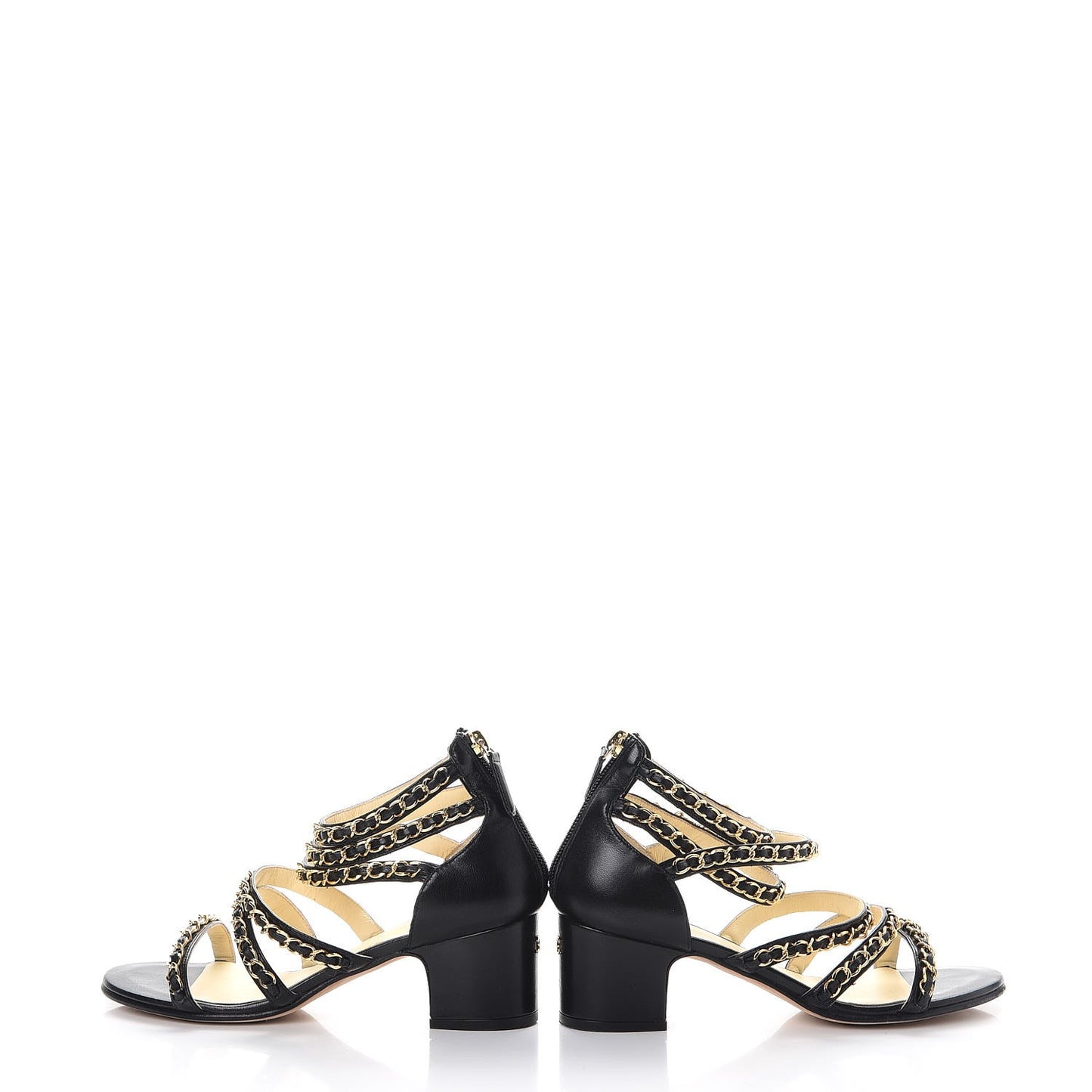 Lambskin CC Chain Sandals 35 Black