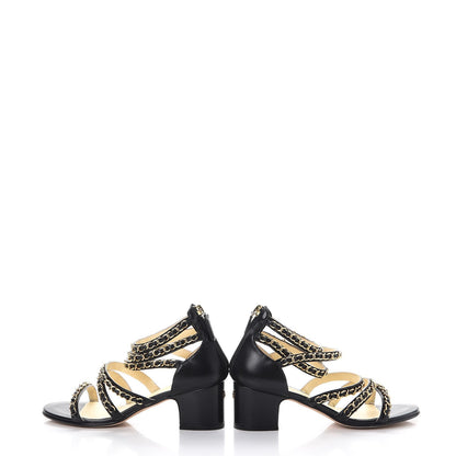 Chanel Lambskin CC Chain Sandals 35 Black 6 of 19
