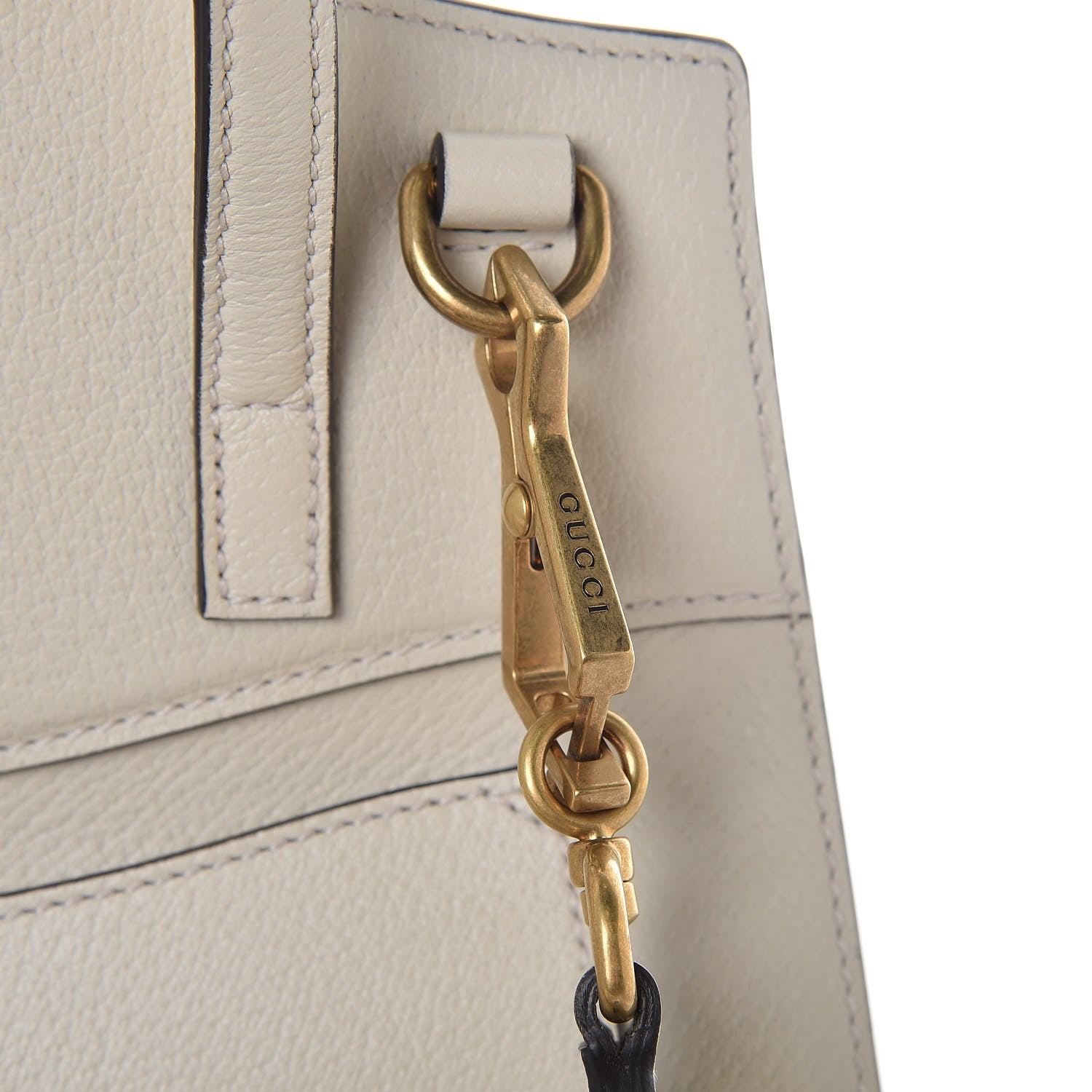 Gucci Grained Calfskin Web Stripe Butterfly Medium Totem Top Handle Bag White 9 of 13
