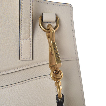 Gucci Grained Calfskin Web Stripe Butterfly Medium Totem Top Handle Bag White 9 of 13