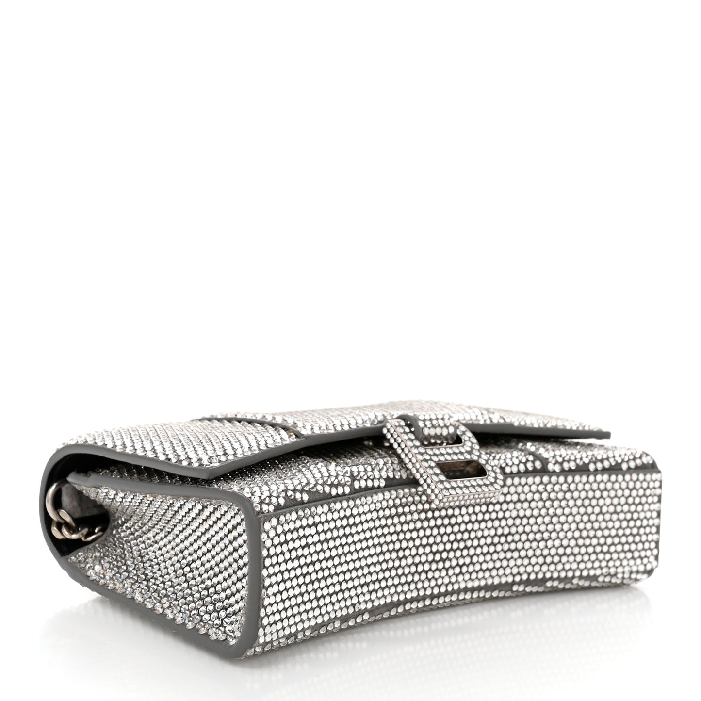 Strass Suede Hourglass Chain Bag Smoke Grey Crystal