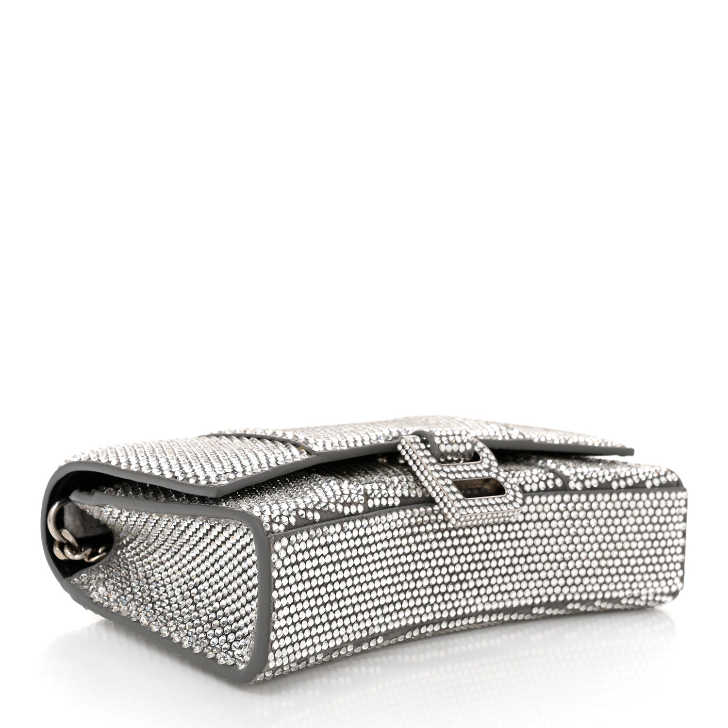 Balenciaga Strass Suede Hourglass Chain Bag Smoke Grey Crystal 4 of 9