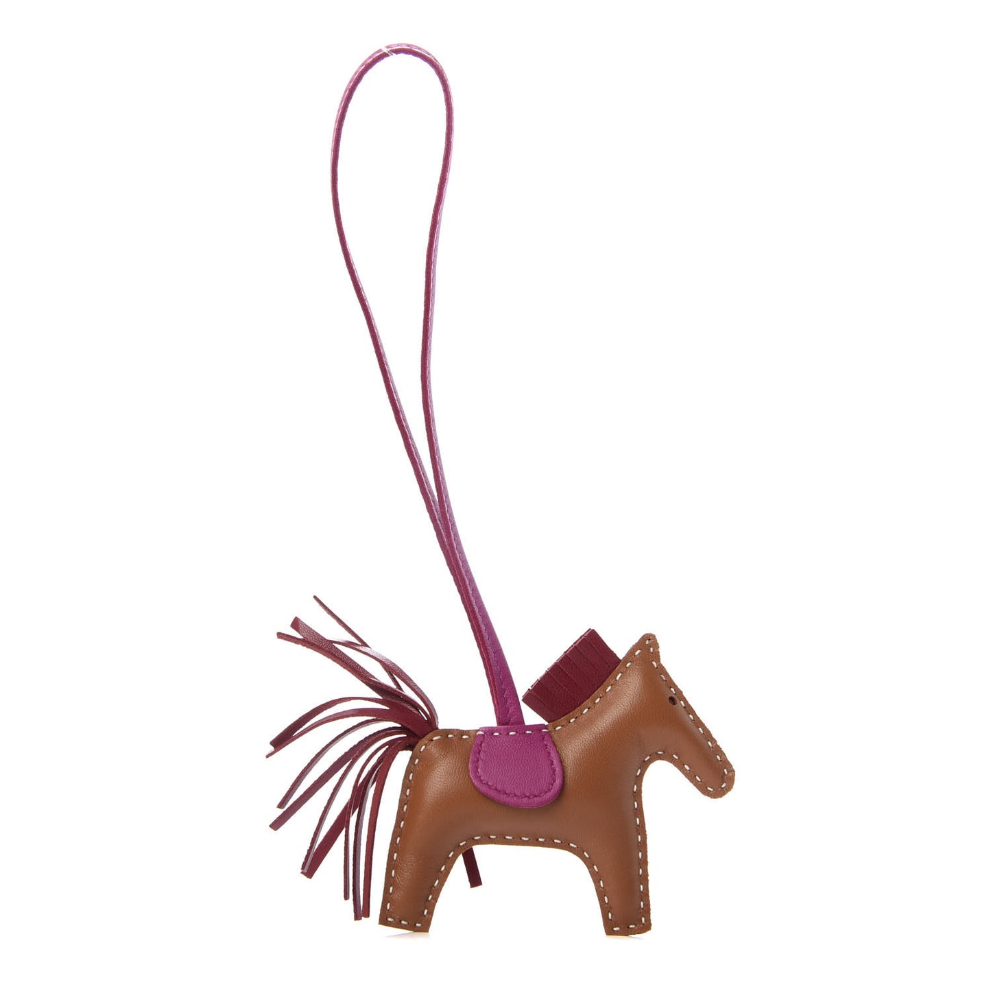 Milo Lambskin Grigri Rodeo Horse Bag Charm PM Gold Rubis Rose Poupre