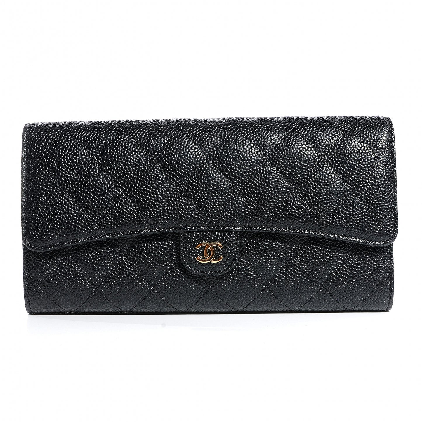 Caviar Quilted Travel Wallet Black