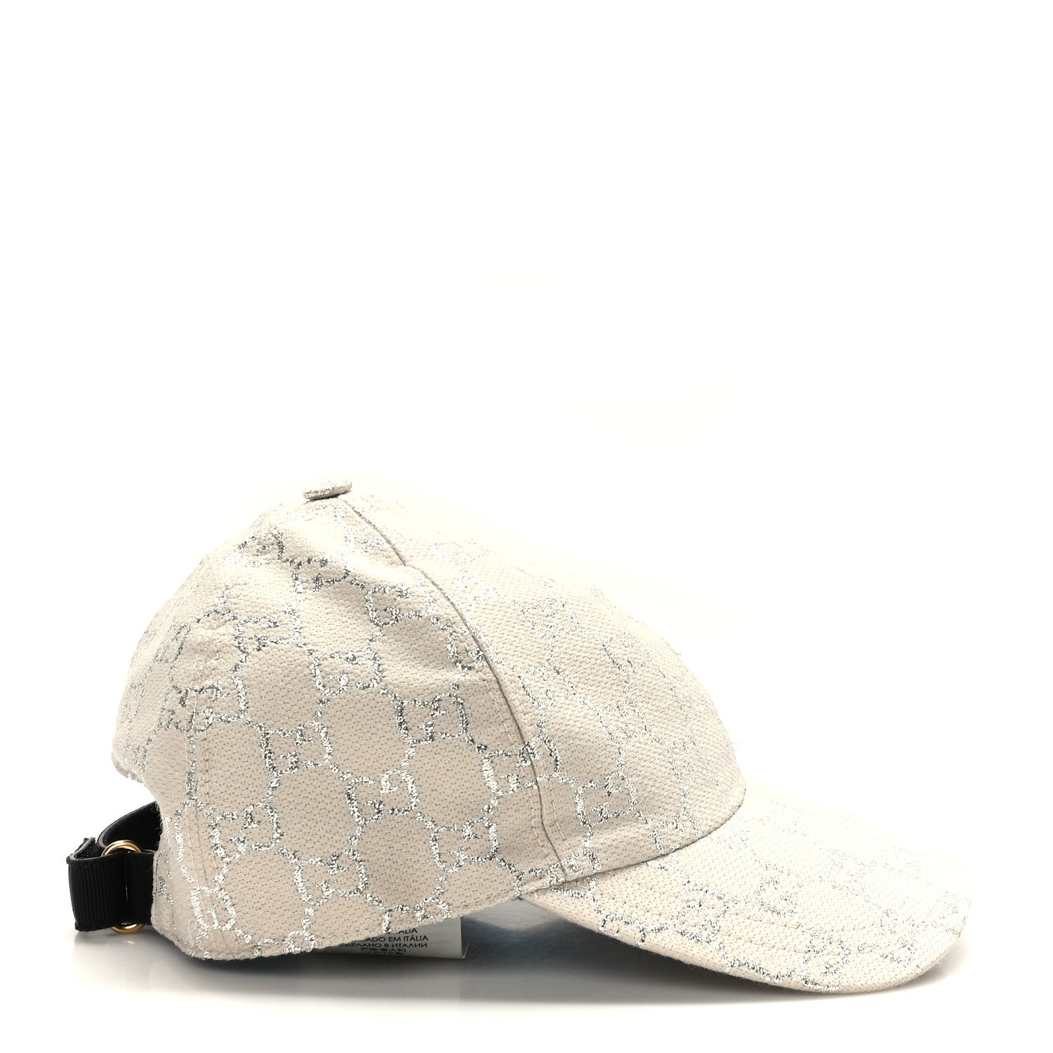 Gucci Canvas Lame GG Monogram Rush Baseball Hat L Gardenia Silver 4 of 8