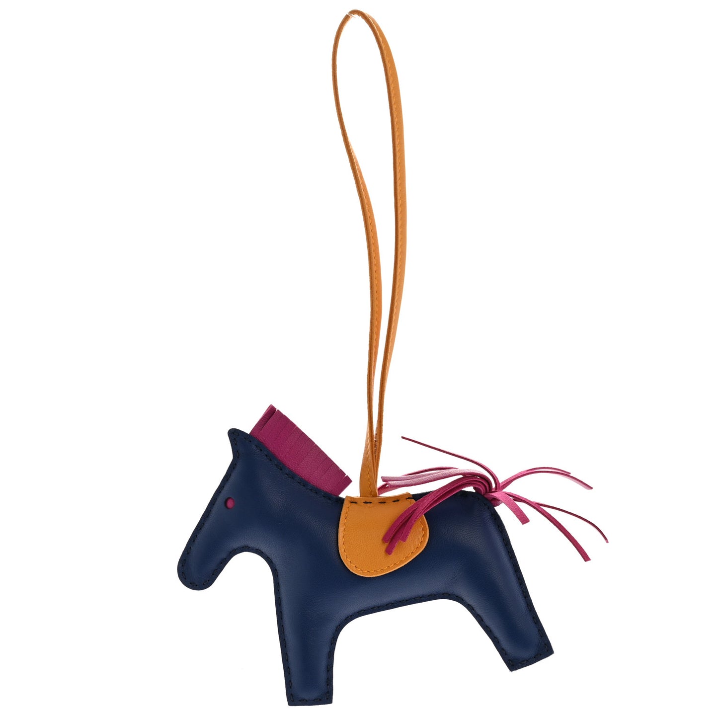 Milo Lambskin Grigri Rodeo Horse Bag Charm MM Bleu Saphir Rose Pourpre Bouton D'Or