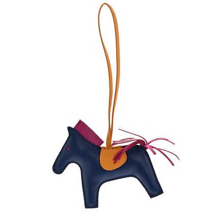 Hermes Milo Lambskin Grigri Rodeo Horse Bag Charm MM Bleu Saphir Rose Pourpre Bouton D'Or 1 of 5