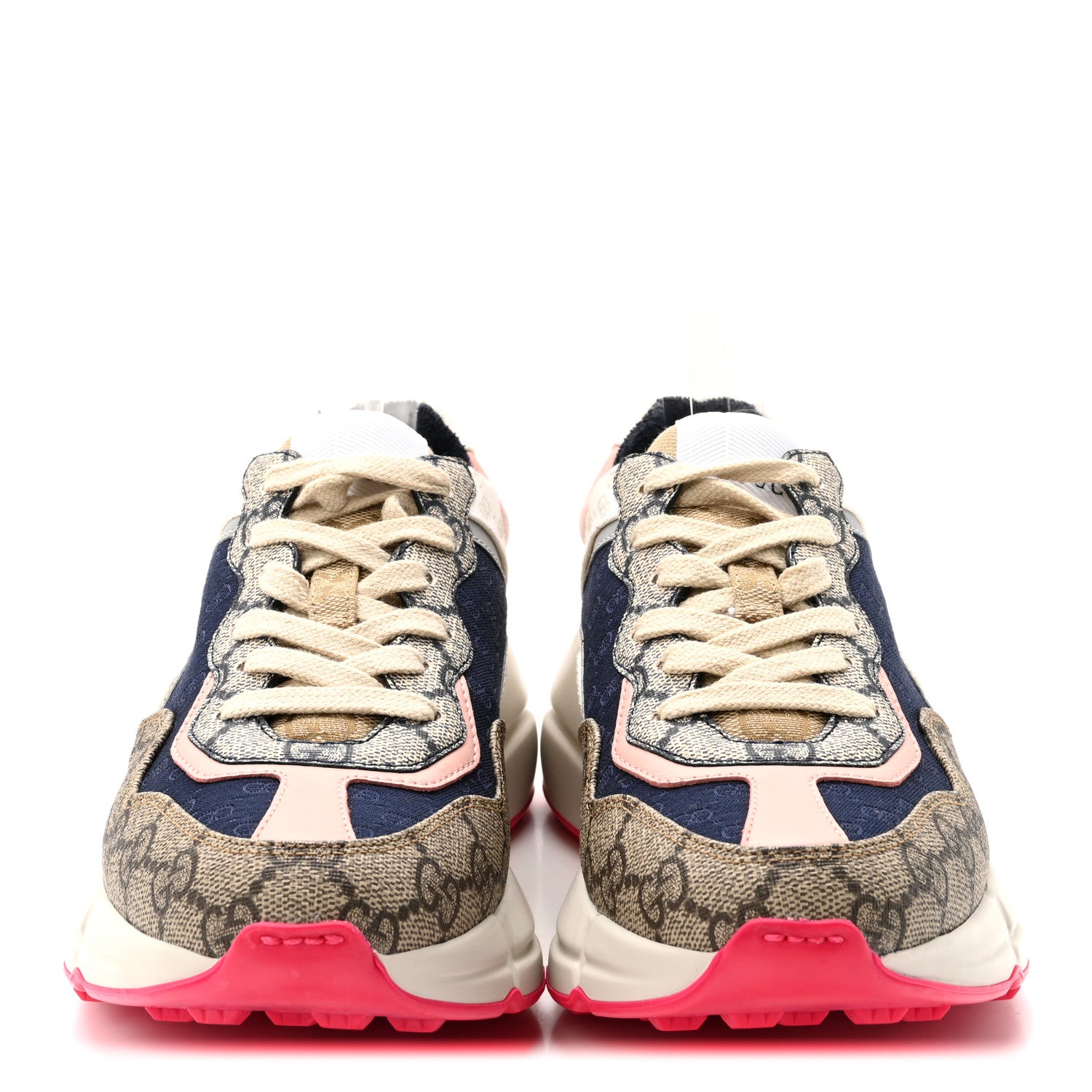 Gucci GG Supreme Monogram Mix Monogram Womens Rhyton Sneakers 35.5 London Blue Beige Pale Pink 3 of 9