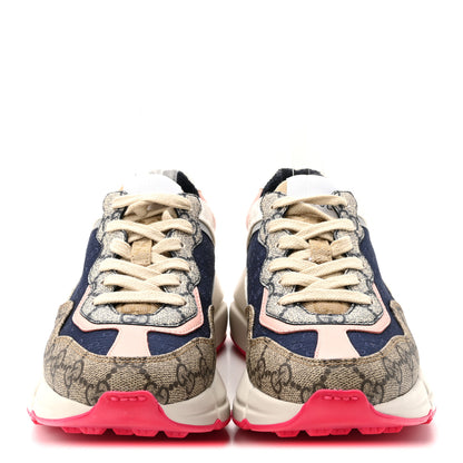 Gucci GG Supreme Monogram Mix Monogram Womens Rhyton Sneakers 35.5 London Blue Beige Pale Pink 3 of 9