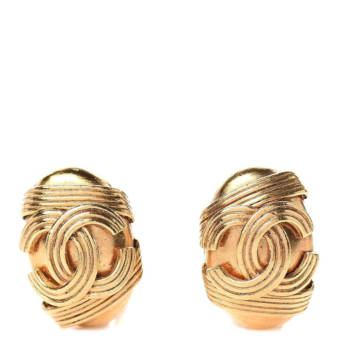 Oval CC Clip On Earrings Gold