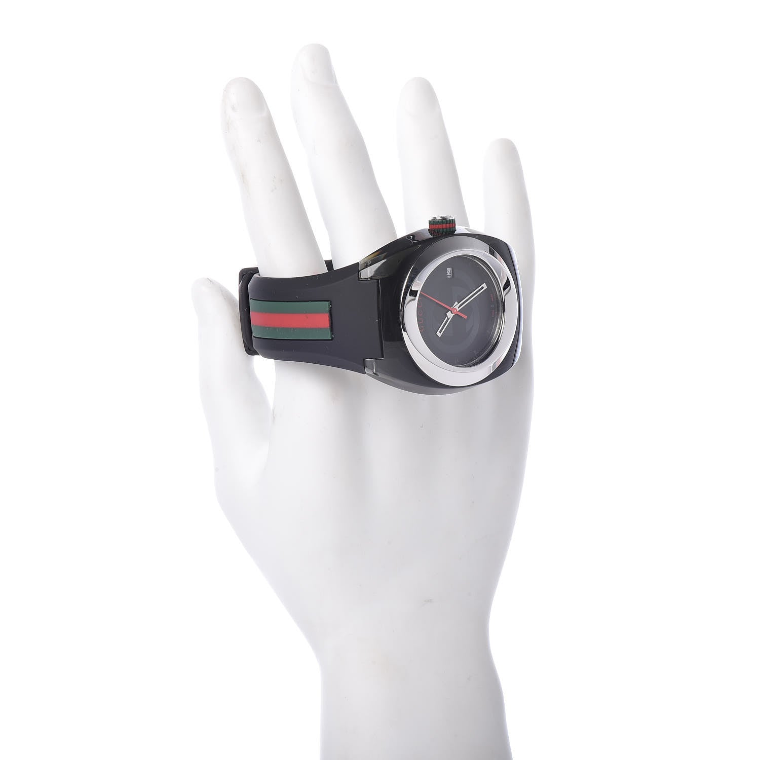 Gucci Stainless Steel Rubber 46mm Sync Web Quartz Watch Black 2 of 8