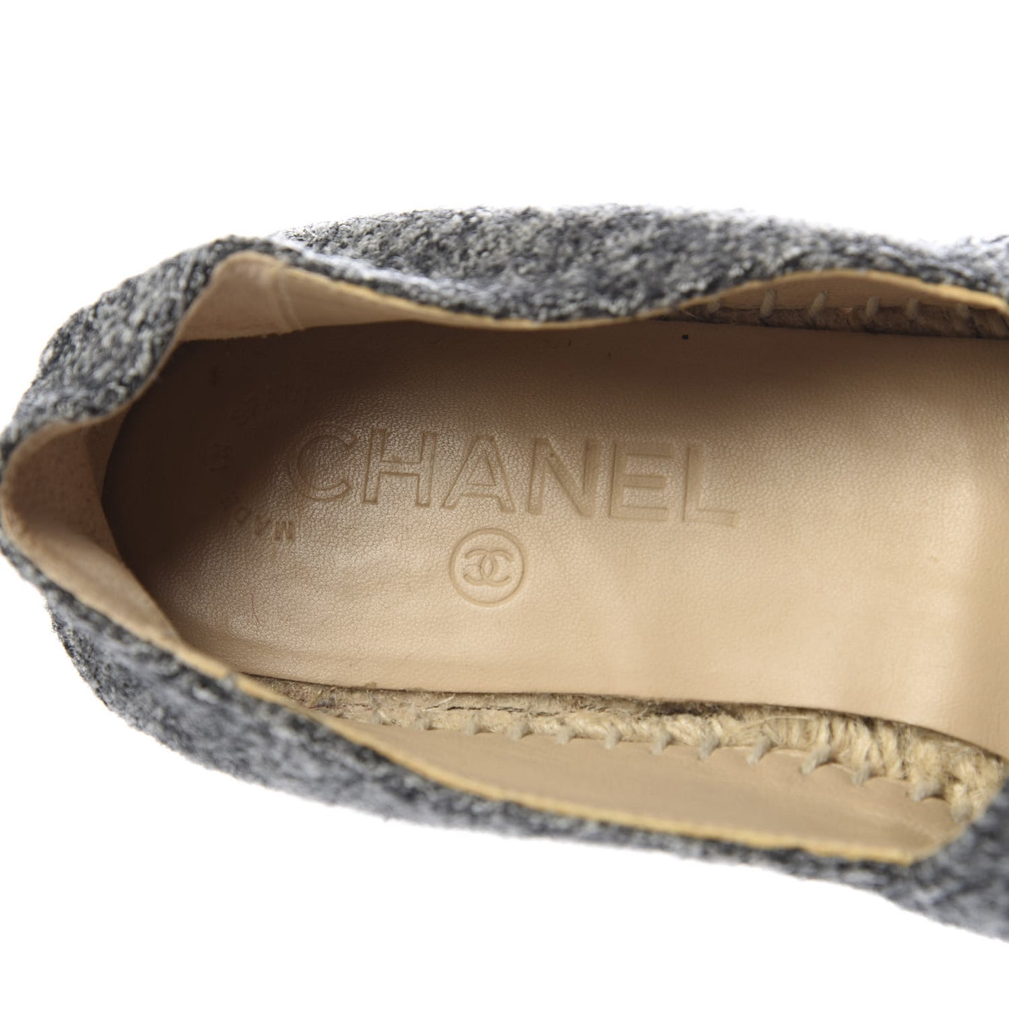 Tweed Velvet CC Espadrilles 36 Grey Black