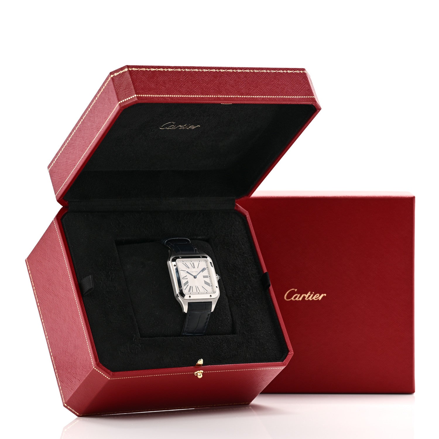 Cartier Stainless Steel Alligator 33.9mm Santos Dumont Manual Winding Watch 6 of 6