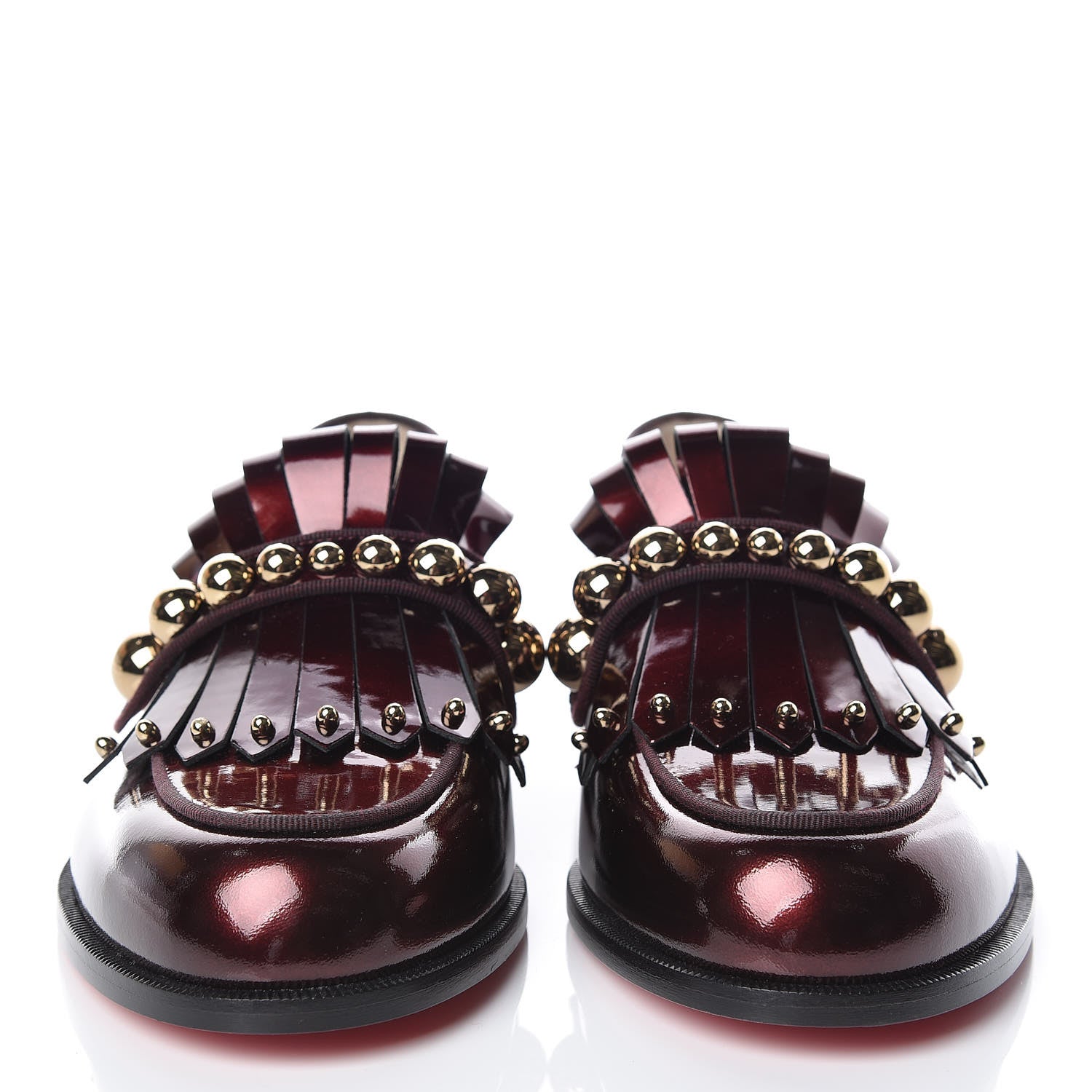 Christian Louboutin CHRISTIAN LOUBOUTIN Mirror Patent Octavian Bolla Flat Loafer 38.5 Ruby 2 of 12