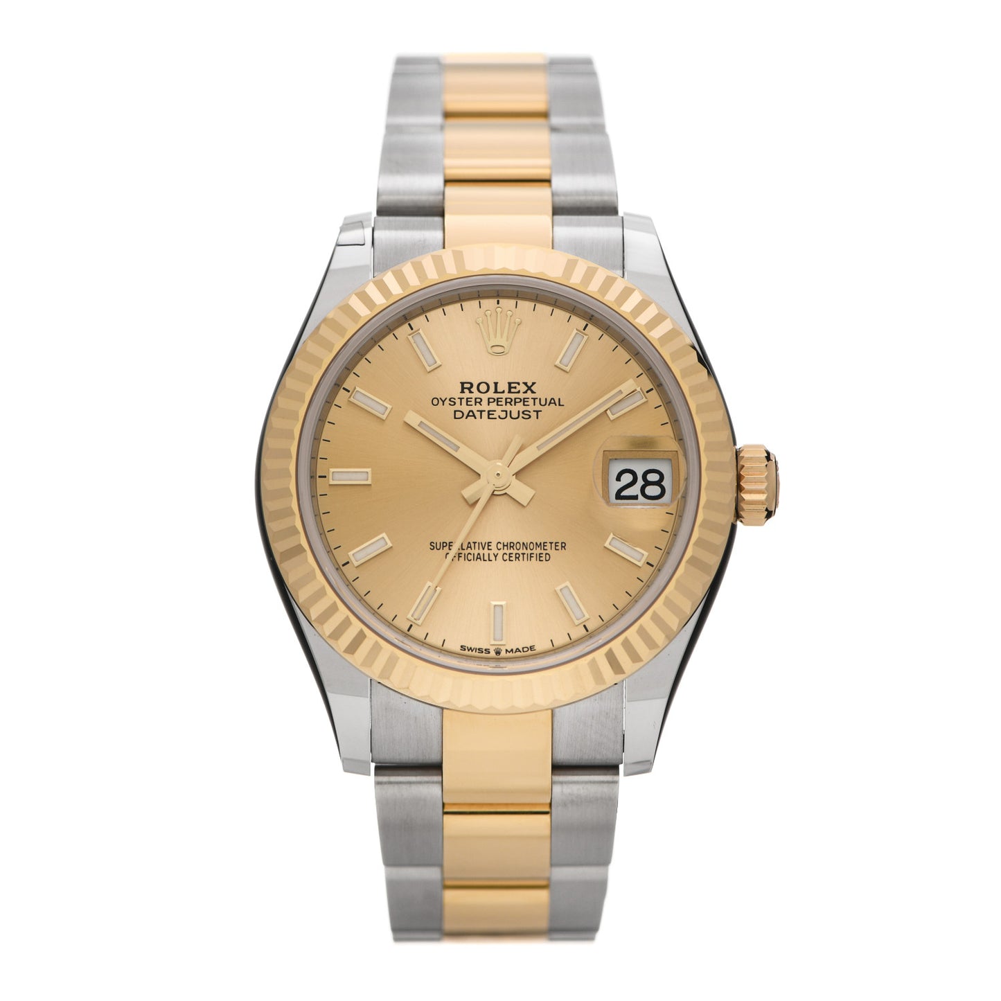 Stainless Steel 18K Yellow Gold 31mm Oyster Perpetual Datejust Watch Champagne 278273