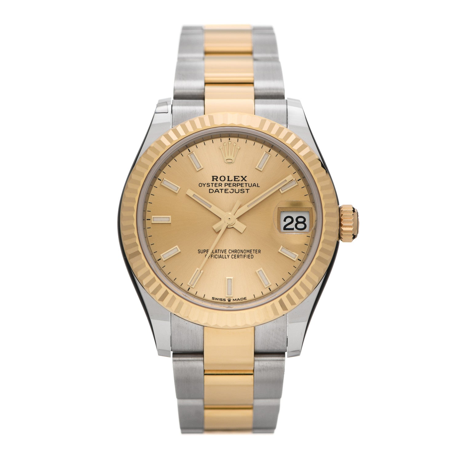 Rolex Stainless Steel 18K Yellow Gold 31mm Oyster Perpetual Datejust Watch Champagne 278273 1 of 5