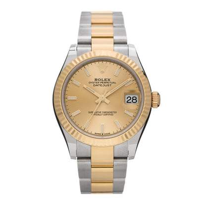 Rolex Stainless Steel 18K Yellow Gold 31mm Oyster Perpetual Datejust Watch Champagne 278273 1 of 5