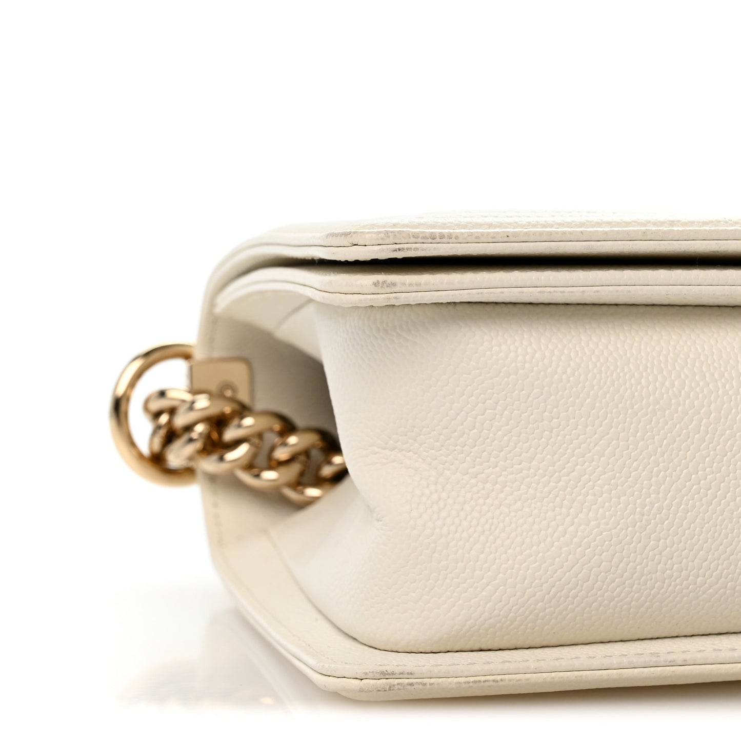 Caviar Quilted Medium Boy Flap White