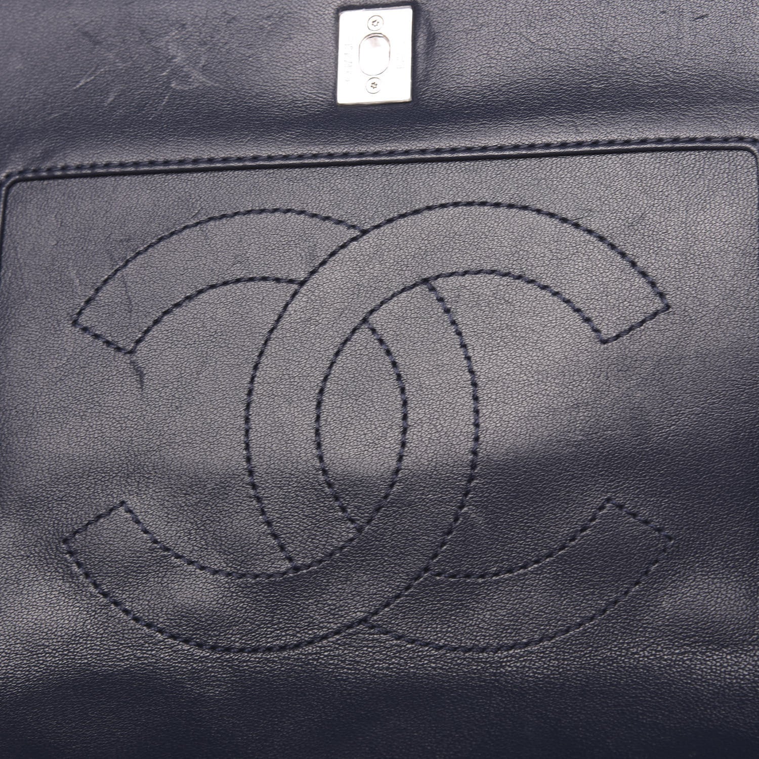 Chanel Sheepskin Quilted Medium Vintage Mademoiselle Flap Dark Navy 12 of 18