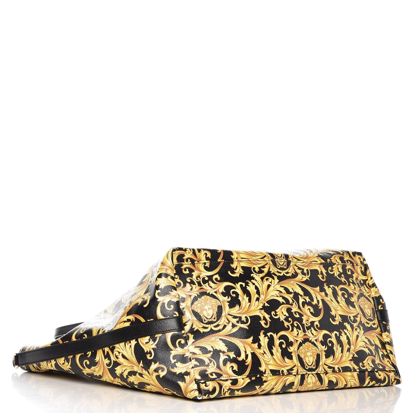 PVC Barocco Printed Tote Black Gold